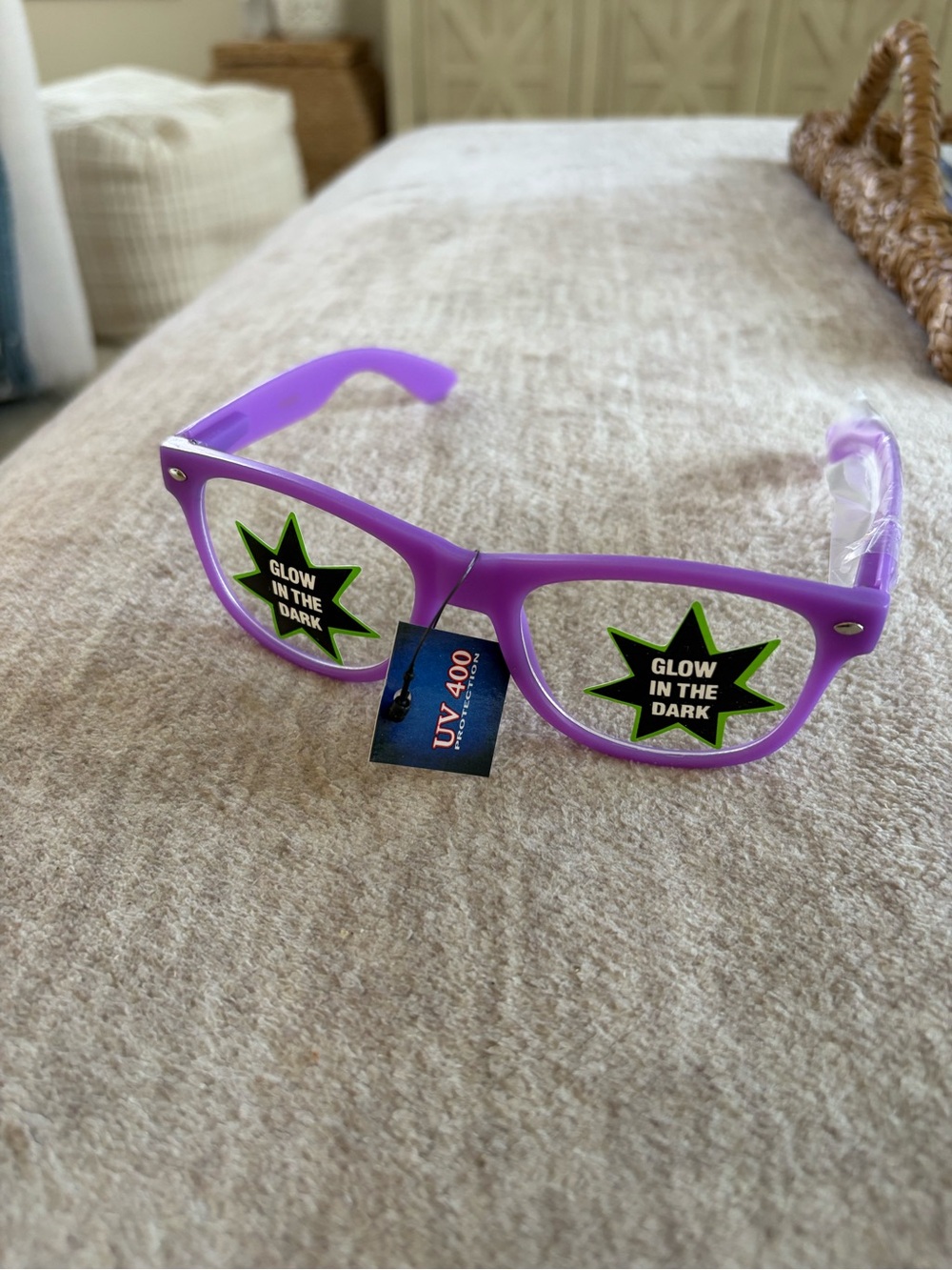 Wayfarer Purple Glasses Glow Clear Lens Glasses New UV 400